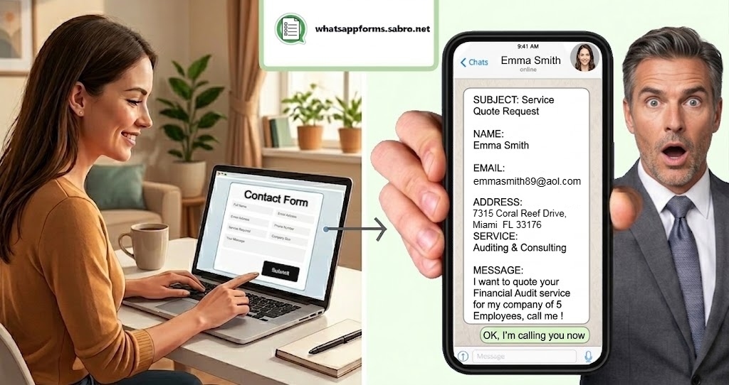 how to change a website contact form to send messages directly to WhatsApp